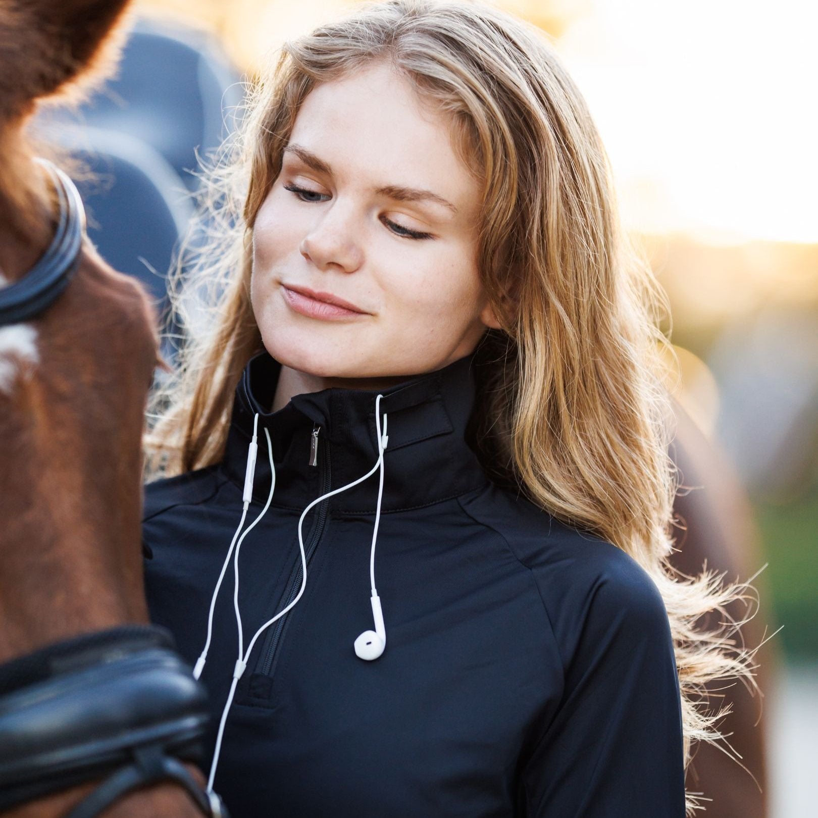 The GG 1/4 zip technical riding shirt with built in earbud pockets and cord keepers-FINAL SALE